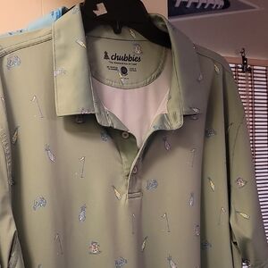 Chubbies Light Green Golf Print Polo